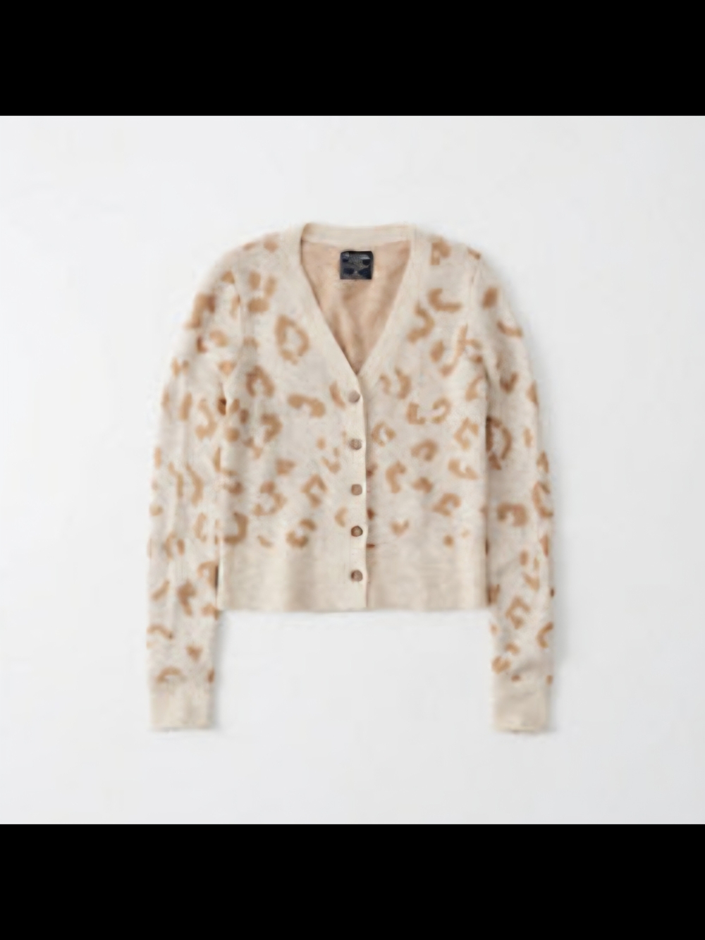Abercrombie & Fitch Cream Leopard-Print V-Neck Cardigan